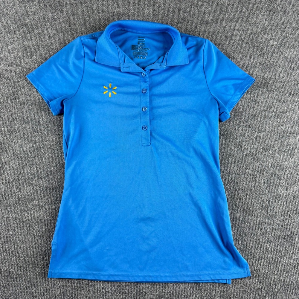 Walmart Employee Uniform Polo Shirt Womens Small Blue Short Sleeve Spark Logo